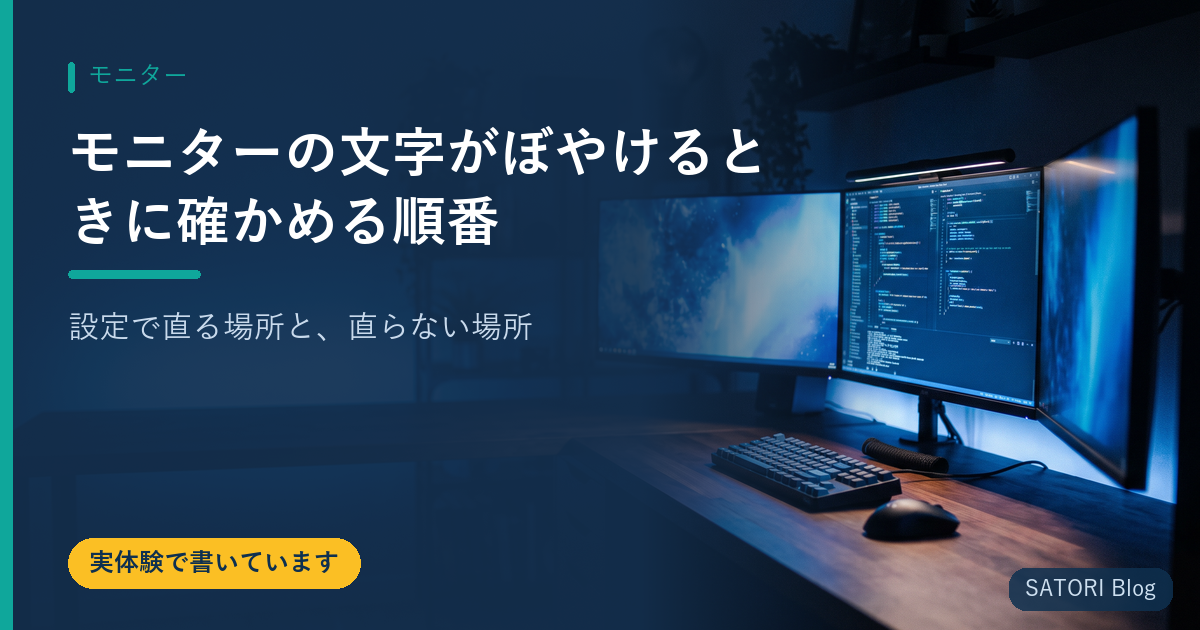 モニターの文字がぼやけるときに確かめる順番｜設定で直る場所と、直らない場所