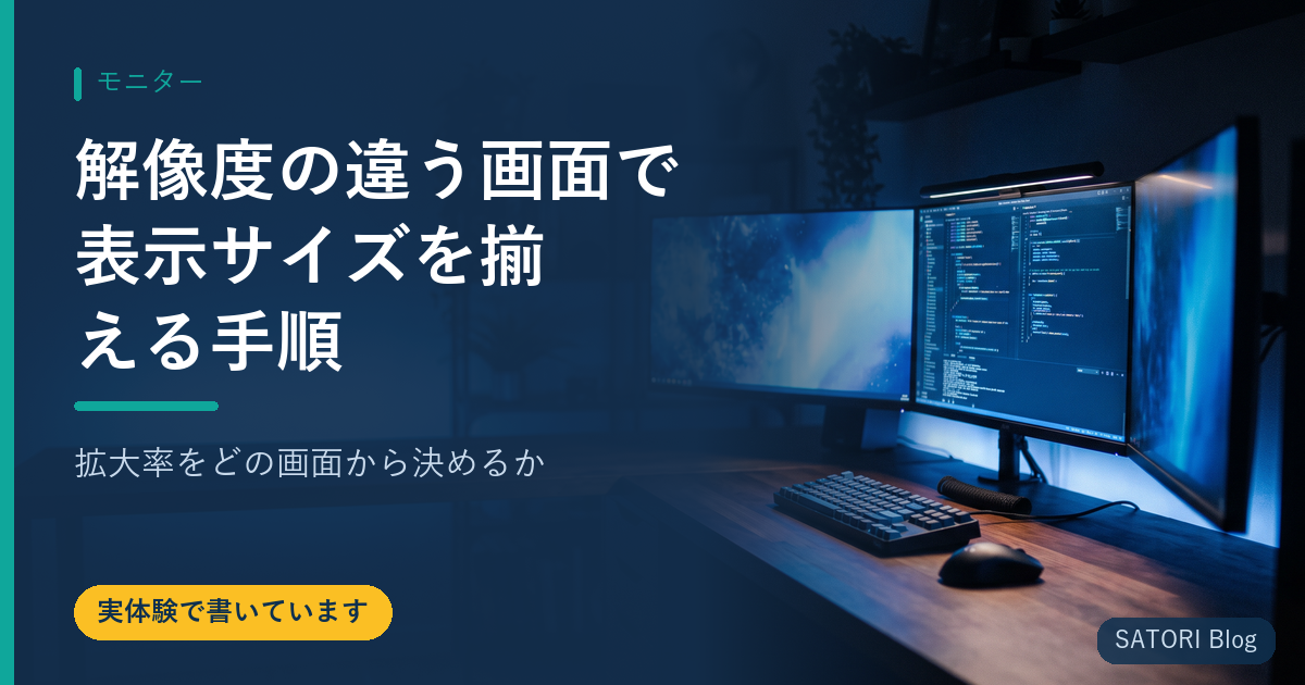 解像度の違う画面で表示サイズを揃える手順｜拡大率をどの画面から決めるか